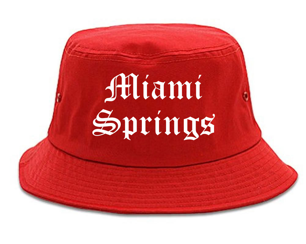 Miami Springs Florida FL Old English Mens Bucket Hat Red