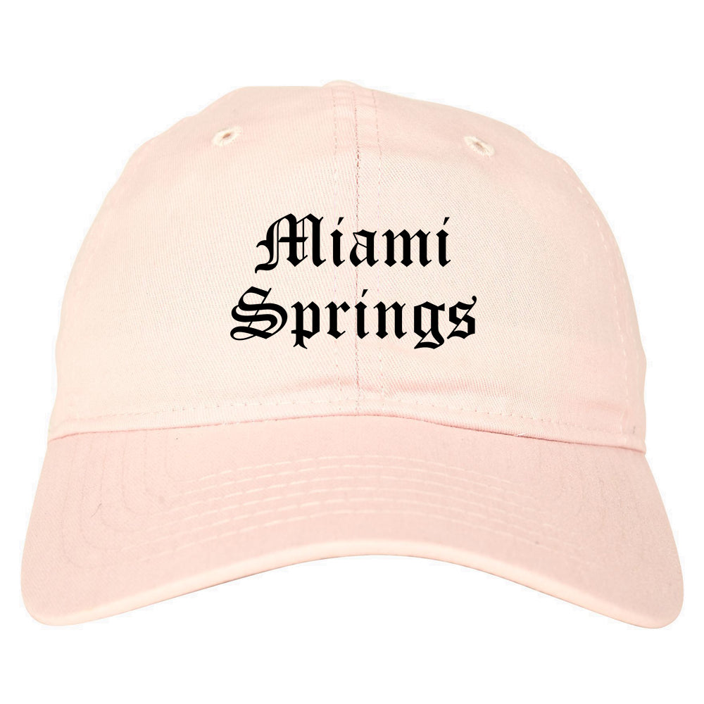 Miami Springs Florida FL Old English Mens Dad Hat Baseball Cap Pink