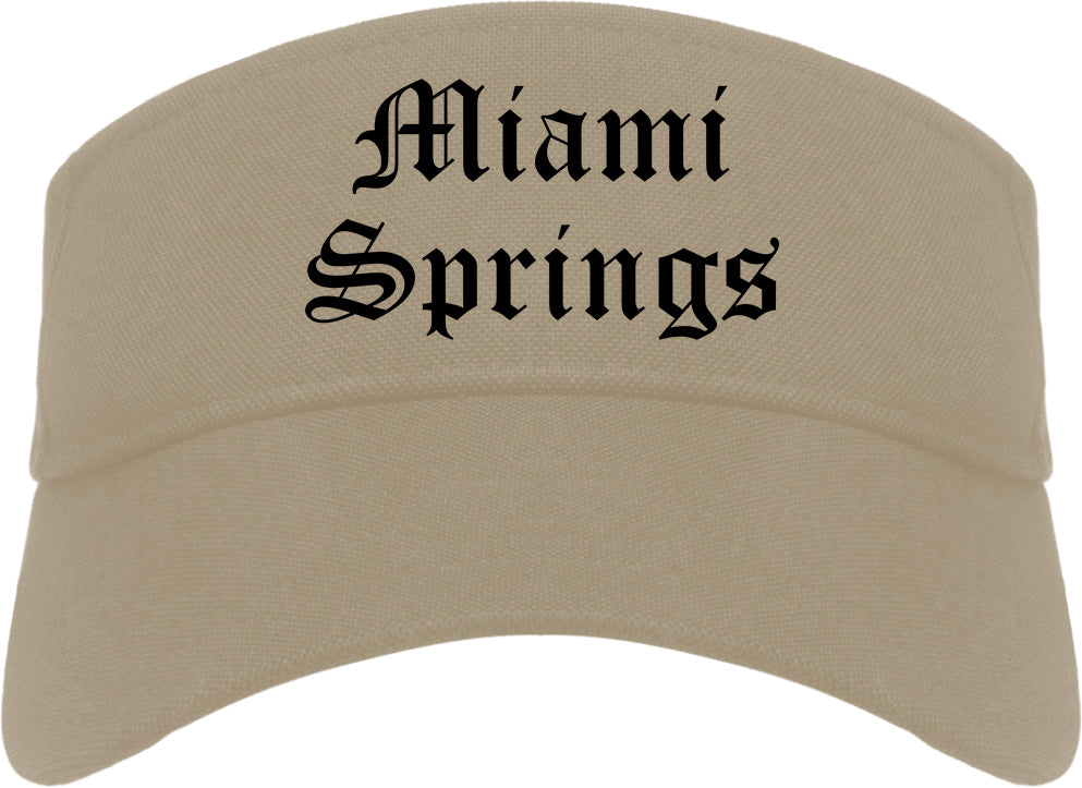 Miami Springs Florida FL Old English Mens Visor Cap Hat Khaki