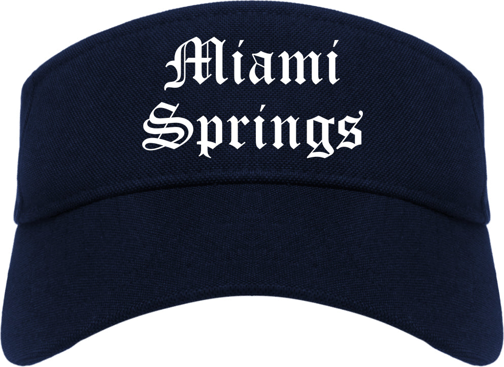 Miami Springs Florida FL Old English Mens Visor Cap Hat Navy Blue
