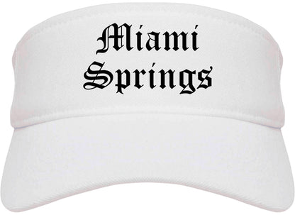 Miami Springs Florida FL Old English Mens Visor Cap Hat White