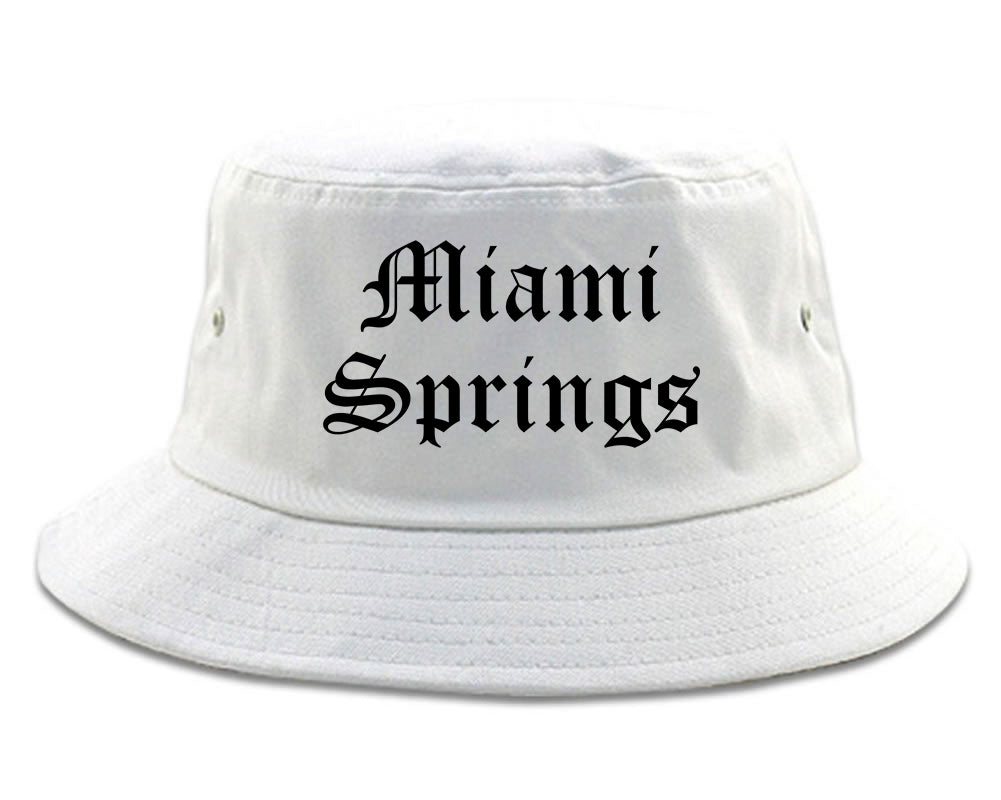 Miami Springs Florida FL Old English Mens Bucket Hat White