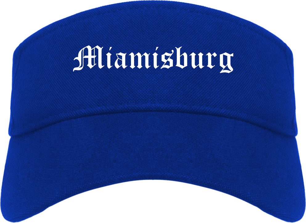 Miamisburg Ohio OH Old English Mens Visor Cap Hat Royal Blue