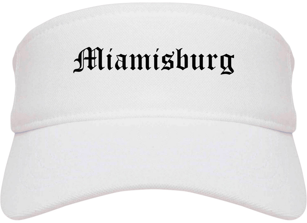 Miamisburg Ohio OH Old English Mens Visor Cap Hat White