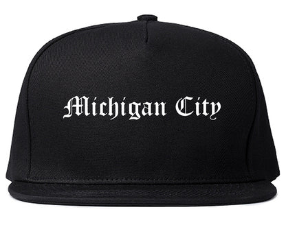 Michigan City Indiana IN Old English Mens Snapback Hat Black