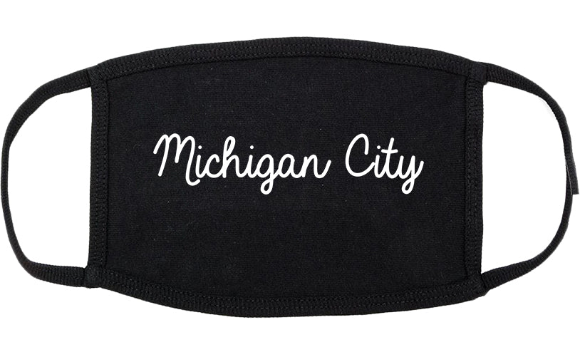 Michigan City Indiana IN Script Cotton Face Mask Black