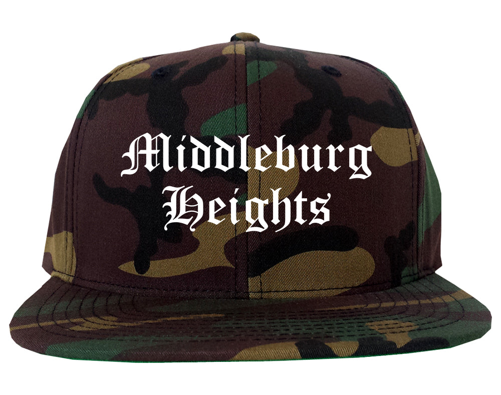 Middleburg Heights Ohio OH Old English Mens Snapback Hat Army Camo