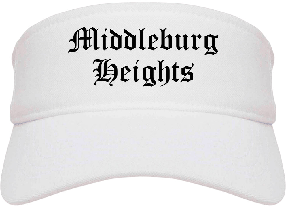Middleburg Heights Ohio OH Old English Mens Visor Cap Hat White