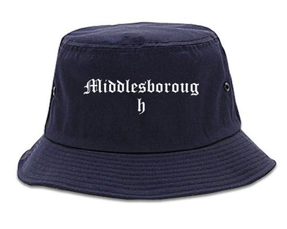 Middlesborough Kentucky KY Old English Mens Bucket Hat Navy Blue