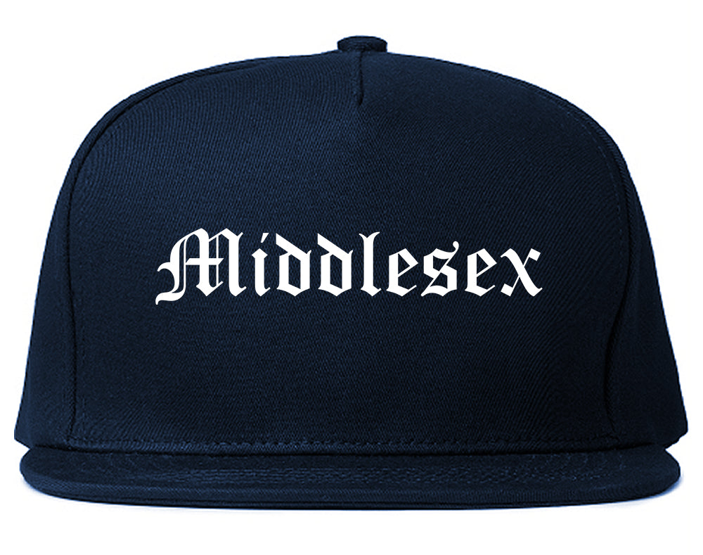 Middlesex New Jersey NJ Old English Mens Snapback Hat Navy Blue