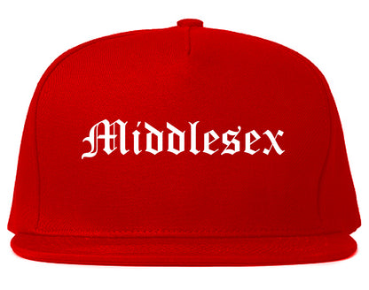 Middlesex New Jersey NJ Old English Mens Snapback Hat Red