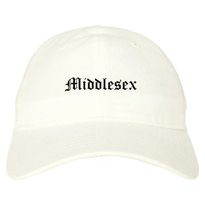 Middlesex New Jersey NJ Old English Mens Dad Hat Baseball Cap White