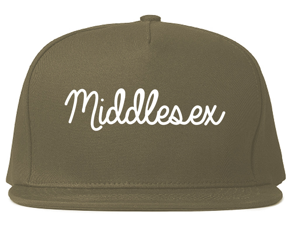 Middlesex New Jersey NJ Script Mens Snapback Hat Grey
