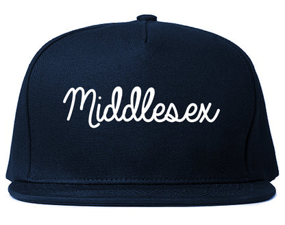 Middlesex New Jersey NJ Script Mens Snapback Hat Navy Blue
