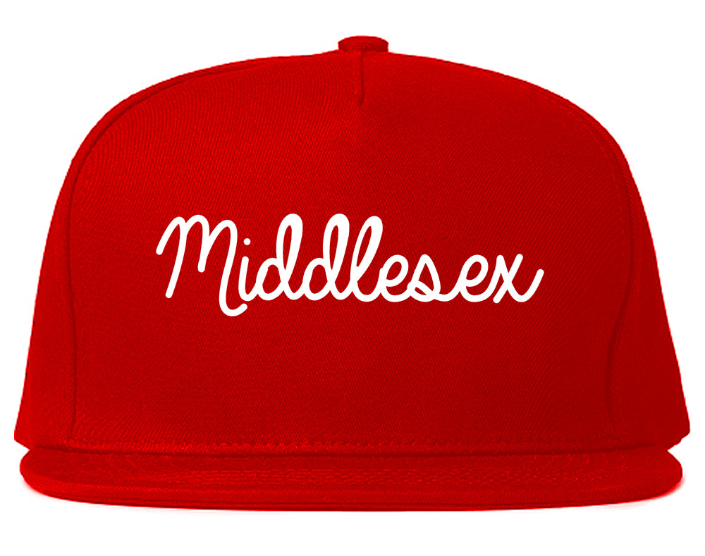 Middlesex New Jersey NJ Script Mens Snapback Hat Red