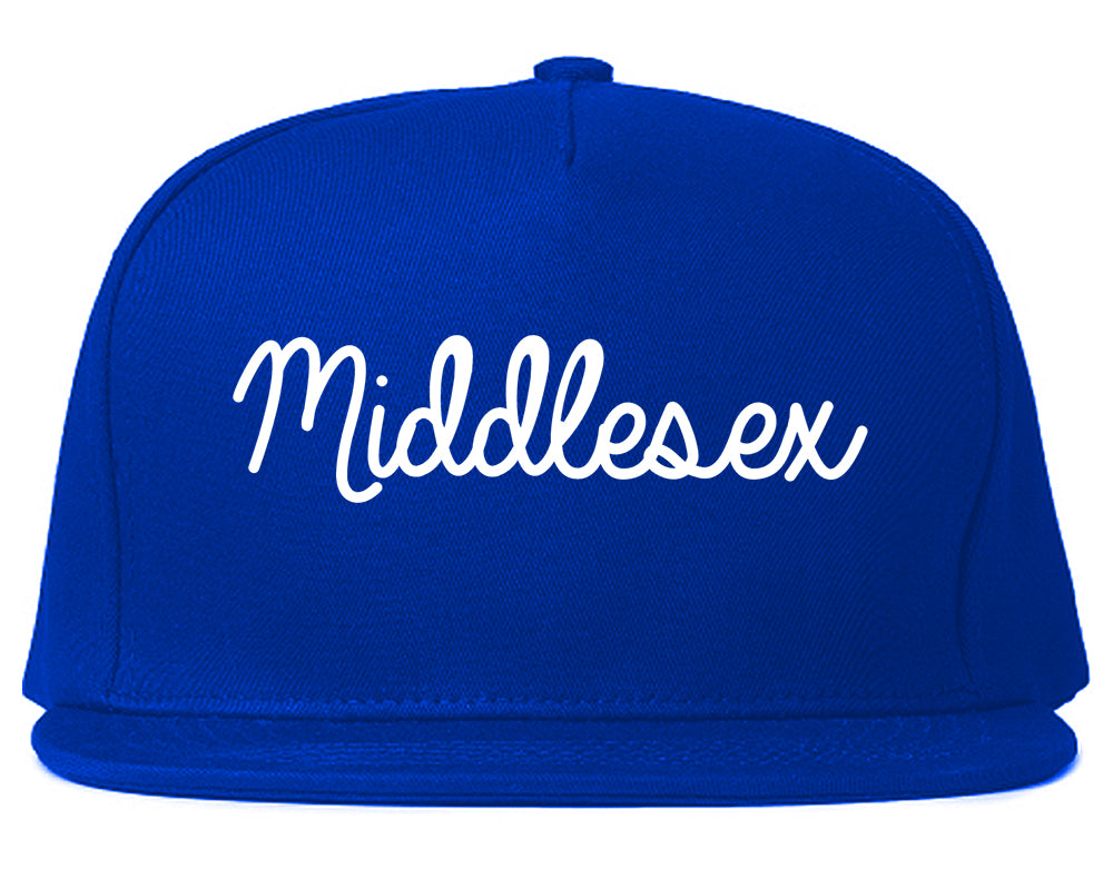 Middlesex New Jersey NJ Script Mens Snapback Hat Royal Blue