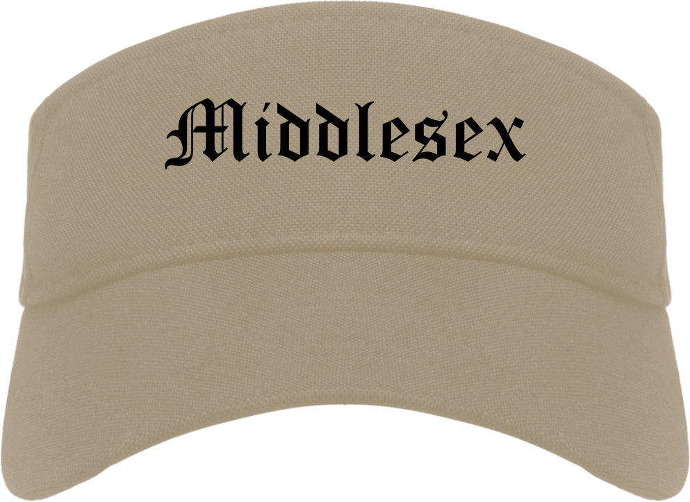 Middlesex New Jersey NJ Old English Mens Visor Cap Hat Khaki