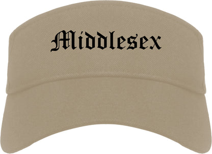Middlesex New Jersey NJ Old English Mens Visor Cap Hat Khaki