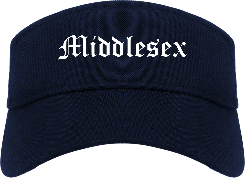 Middlesex New Jersey NJ Old English Mens Visor Cap Hat Navy Blue