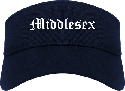 Middlesex New Jersey NJ Old English Mens Visor Cap Hat Navy Blue