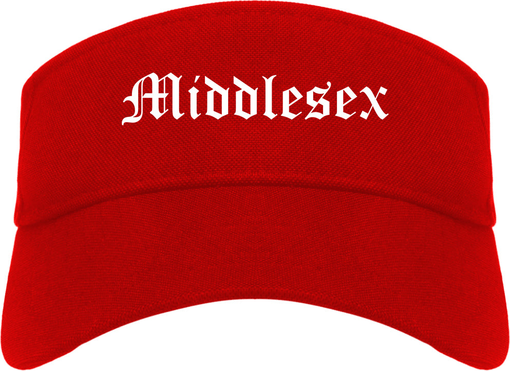 Middlesex New Jersey NJ Old English Mens Visor Cap Hat Red