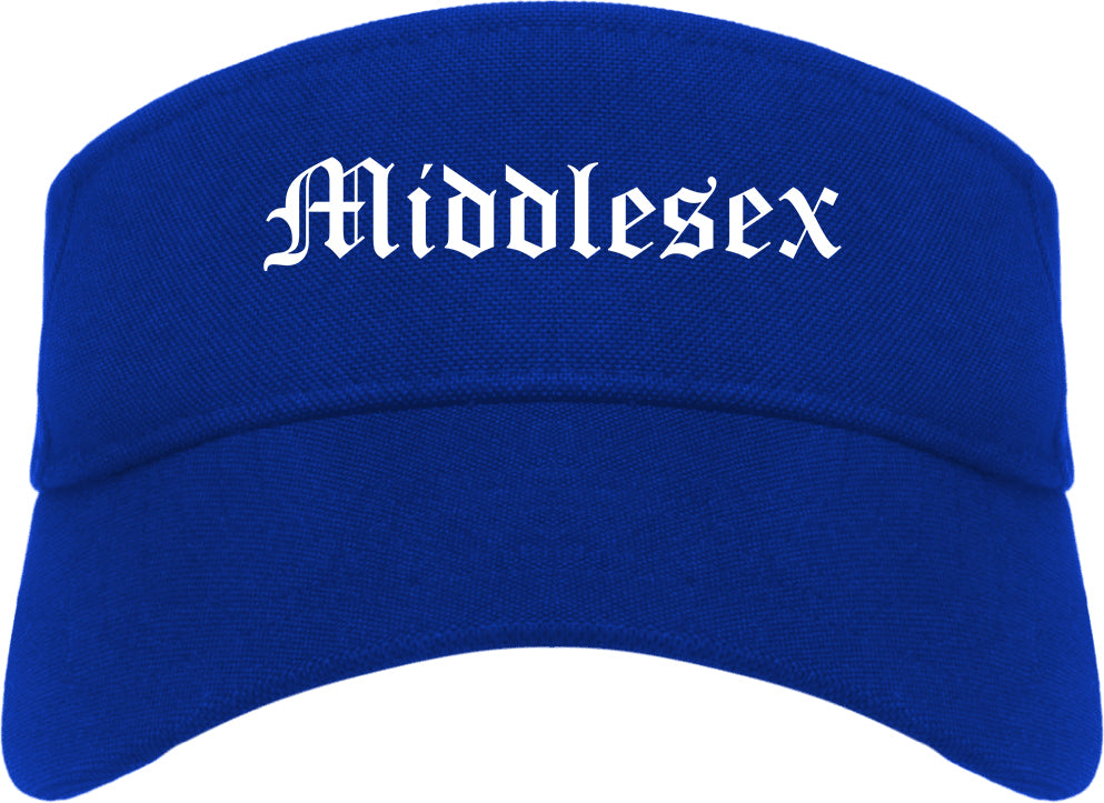 Middlesex New Jersey NJ Old English Mens Visor Cap Hat Royal Blue