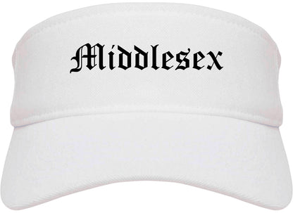 Middlesex New Jersey NJ Old English Mens Visor Cap Hat White