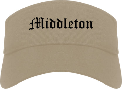 Middleton Idaho ID Old English Mens Visor Cap Hat Khaki
