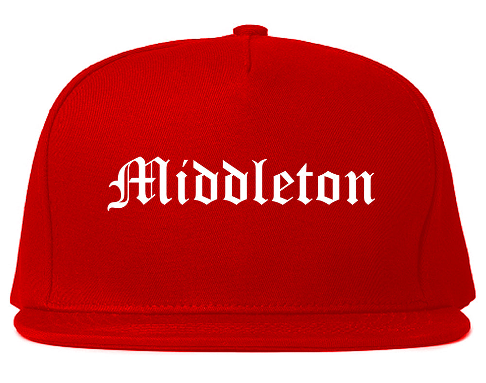 Middleton Wisconsin WI Old English Mens Snapback Hat Red