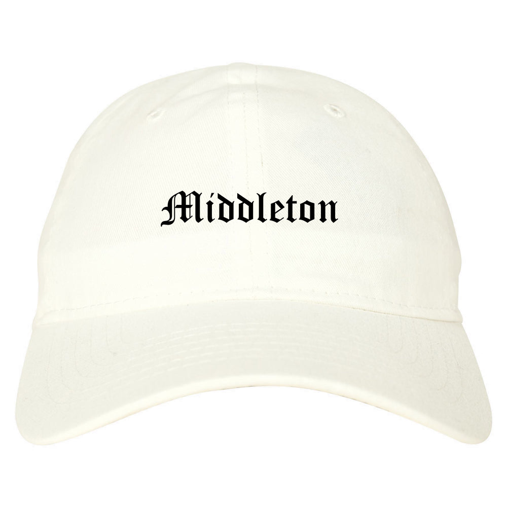 Middleton Wisconsin WI Old English Mens Dad Hat Baseball Cap White