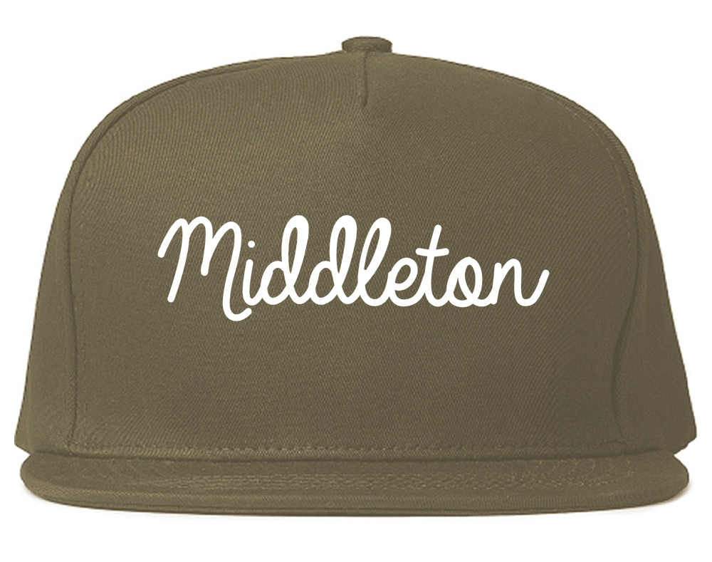 Middleton Wisconsin WI Script Mens Snapback Hat Grey