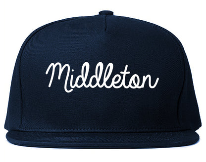 Middleton Wisconsin WI Script Mens Snapback Hat Navy Blue