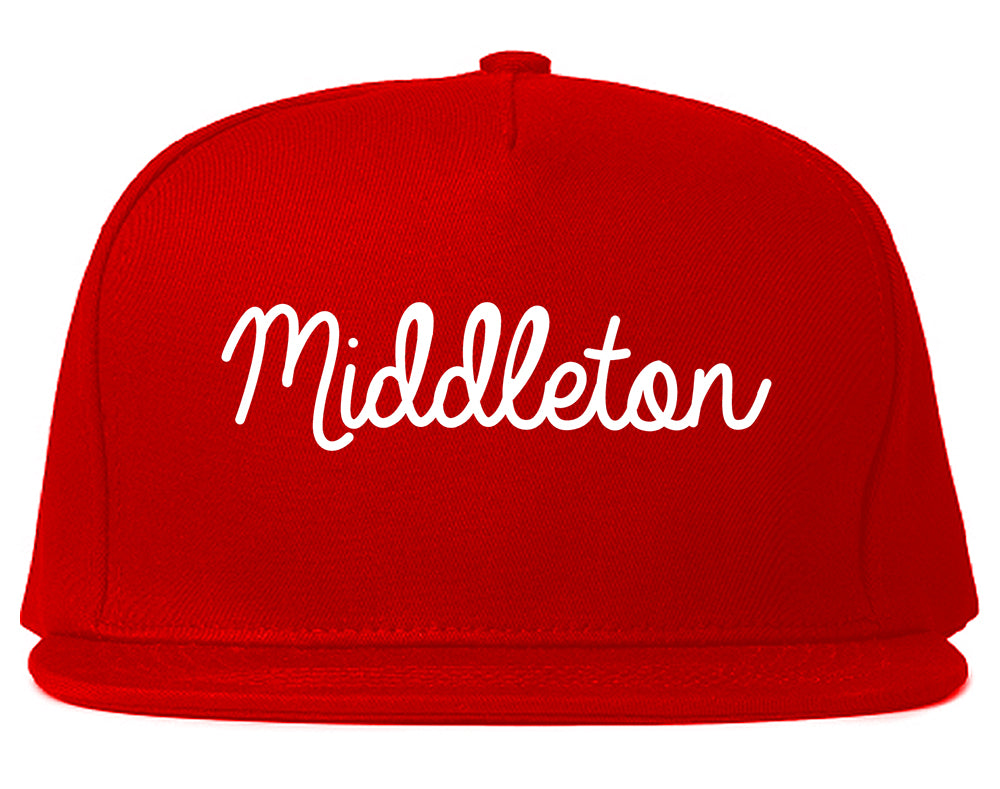 Middleton Wisconsin WI Script Mens Snapback Hat Red