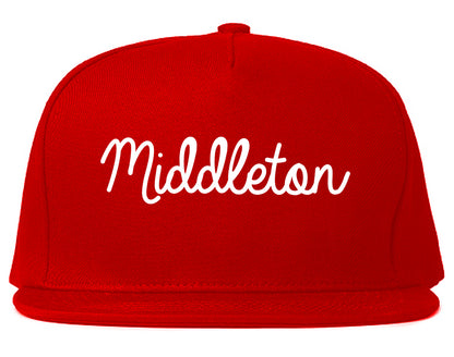 Middleton Wisconsin WI Script Mens Snapback Hat Red