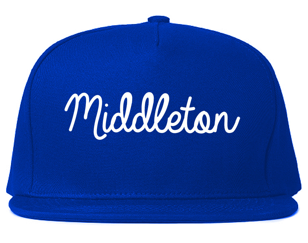 Middleton Wisconsin WI Script Mens Snapback Hat Royal Blue