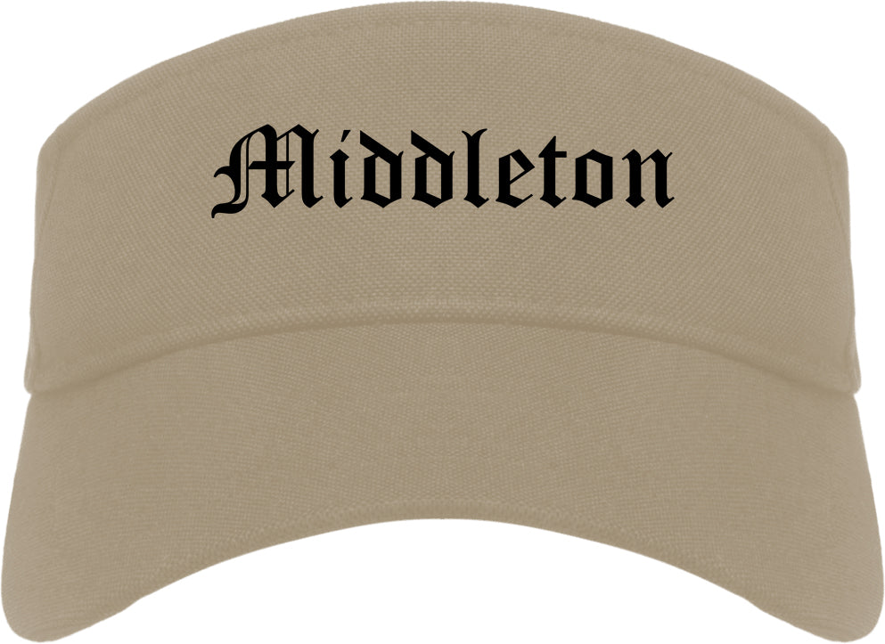 Middleton Wisconsin WI Old English Mens Visor Cap Hat Khaki