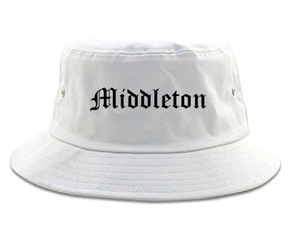 Middleton Wisconsin WI Old English Mens Bucket Hat White