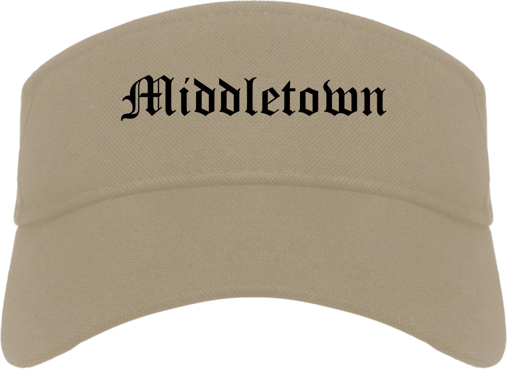 Middletown Connecticut CT Old English Mens Visor Cap Hat Khaki
