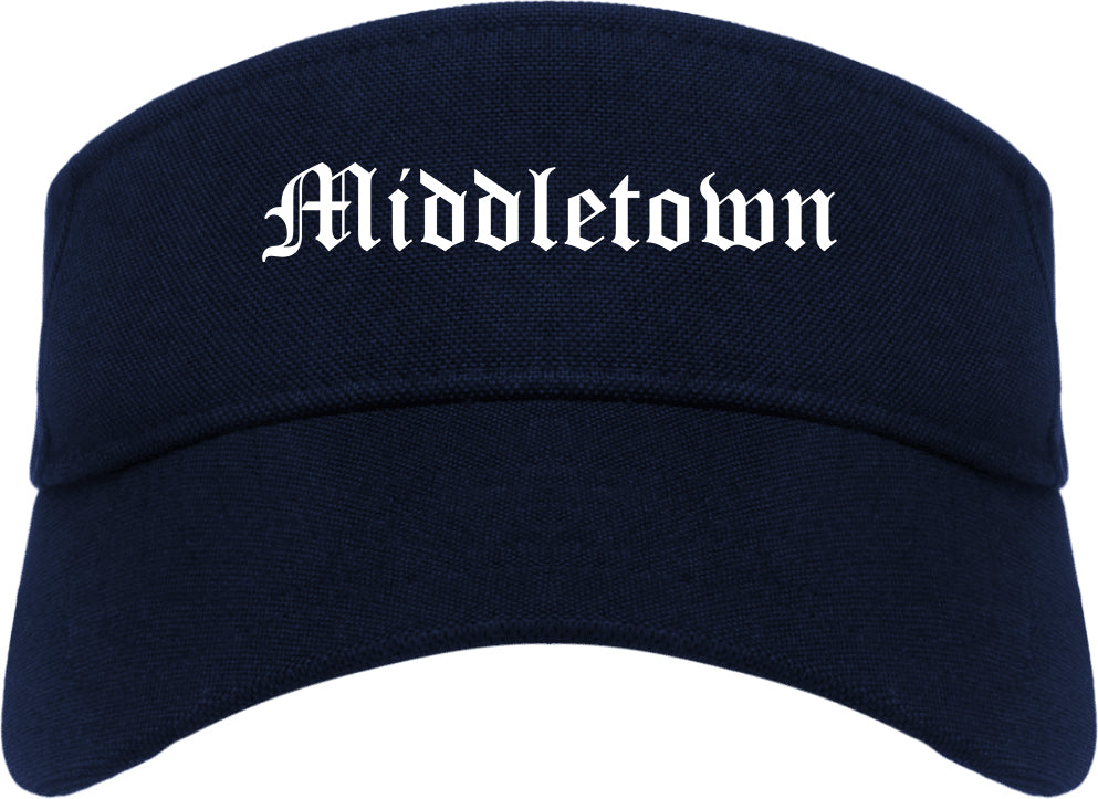 Middletown Connecticut CT Old English Mens Visor Cap Hat Navy Blue