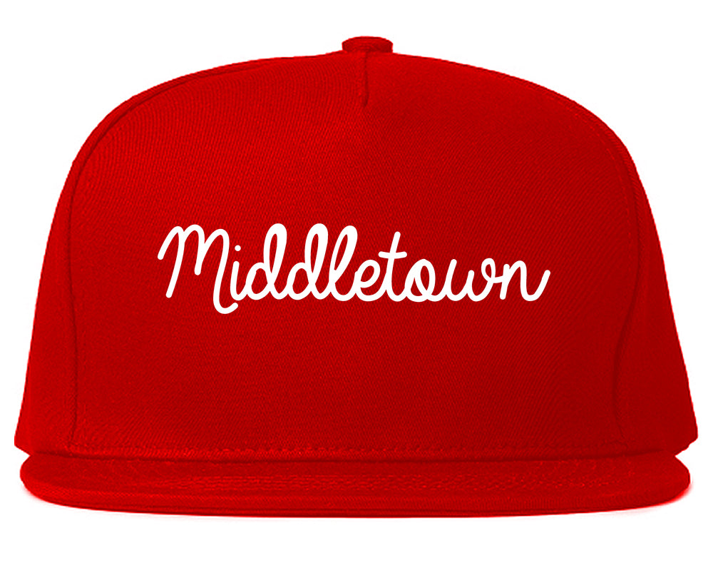 Middletown Delaware DE Script Mens Snapback Hat Red