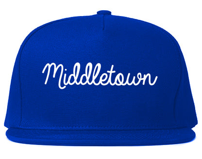 Middletown Delaware DE Script Mens Snapback Hat Royal Blue