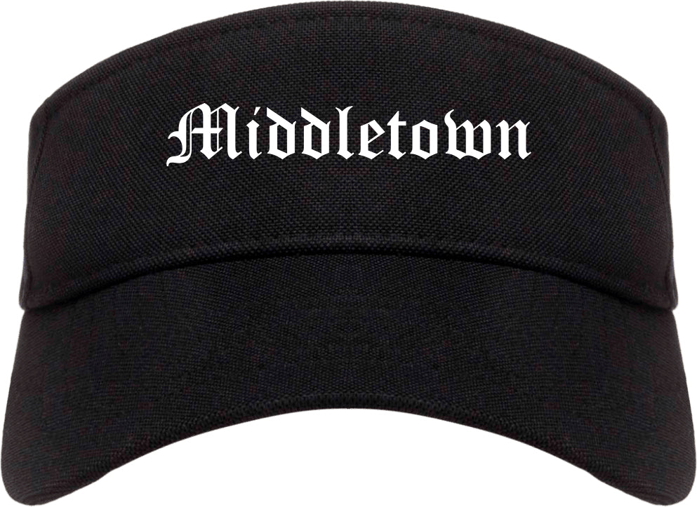Middletown Delaware DE Old English Mens Visor Cap Hat Black