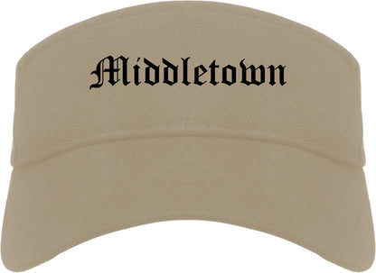Middletown Delaware DE Old English Mens Visor Cap Hat Khaki