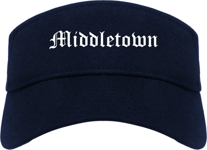 Middletown Delaware DE Old English Mens Visor Cap Hat Navy Blue