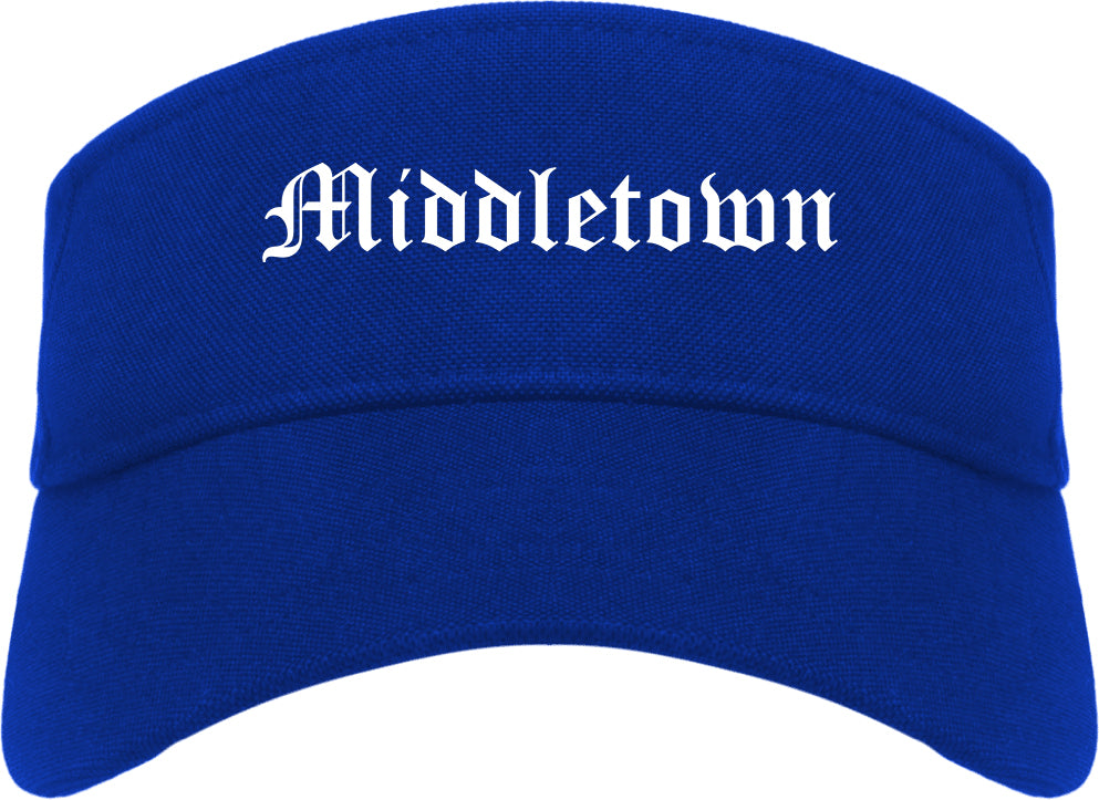 Middletown Delaware DE Old English Mens Visor Cap Hat Royal Blue