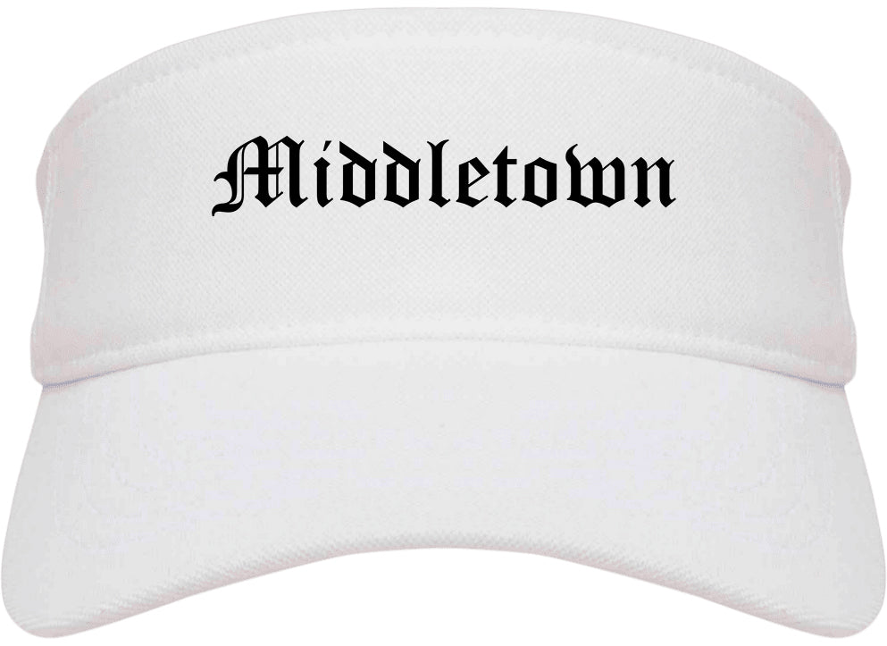 Middletown Delaware DE Old English Mens Visor Cap Hat White