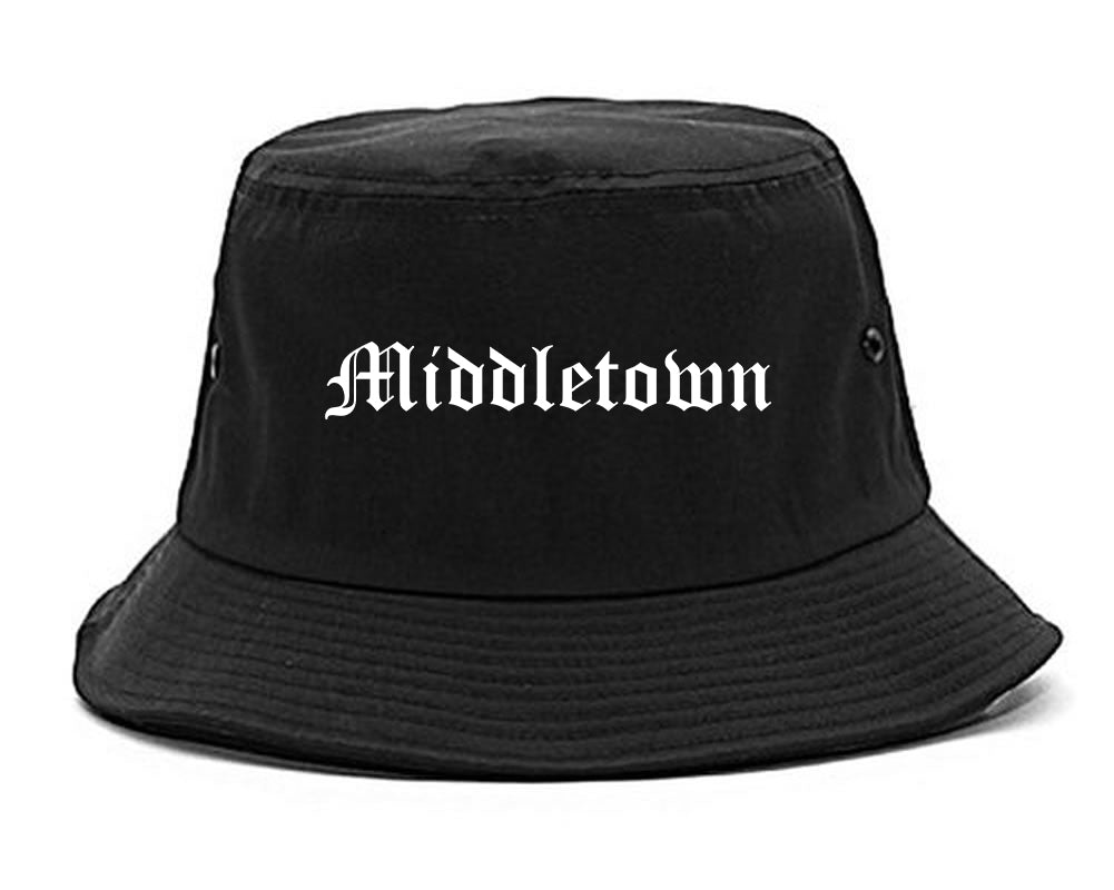 Middletown New York NY Old English Mens Bucket Hat Black