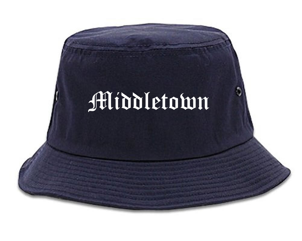 Middletown New York NY Old English Mens Bucket Hat Navy Blue