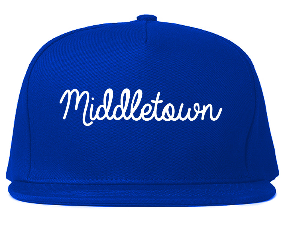 Middletown New York NY Script Mens Snapback Hat Royal Blue