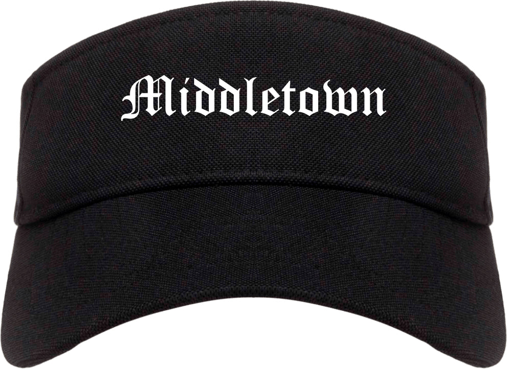 Middletown New York NY Old English Mens Visor Cap Hat Black